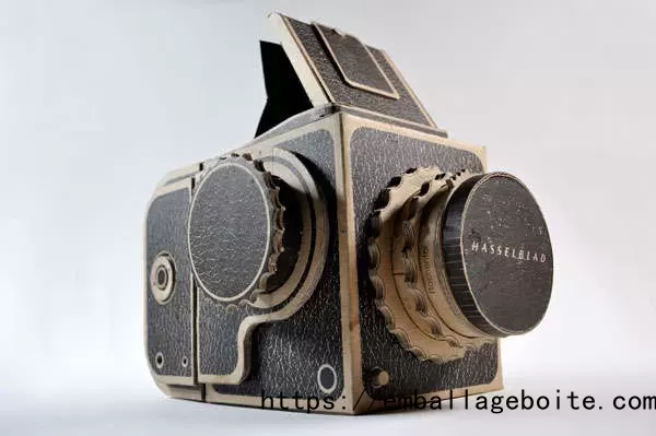 A custom traditional cardboard camera.