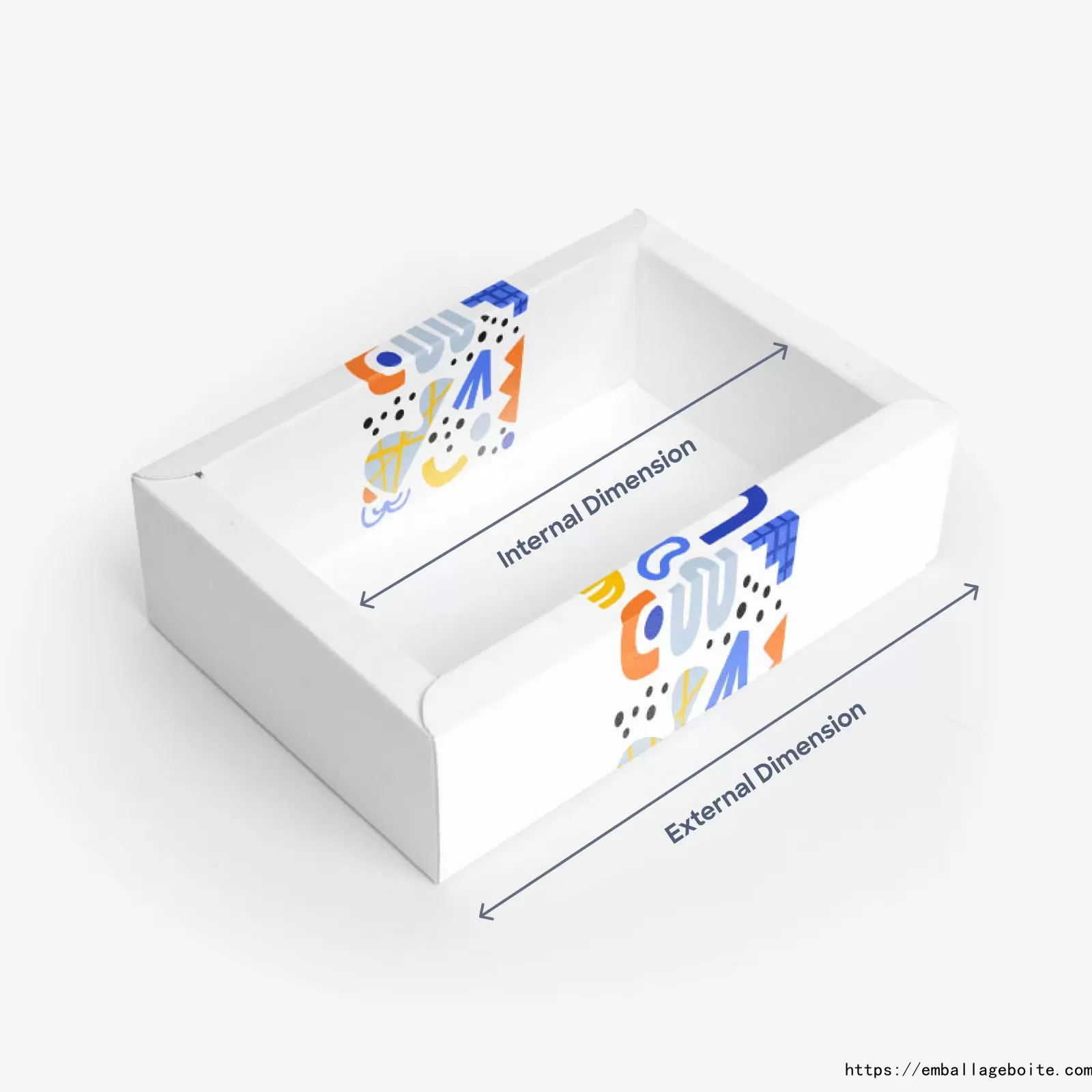 The difference between internal and external measurement of a box.